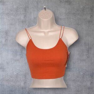 NWT ANWND Crop Halter Top Rust Color Double Spaghetti Strap Scoop Neck